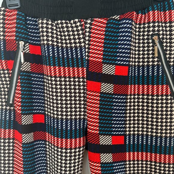 Plaid Jogger Pants with Zipper Pockets | Red Black & Cream | Cozy Chic Sz S/M - Picture 2 of 10